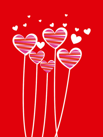 love hearts over red background vector illustration   のイラスト素材
