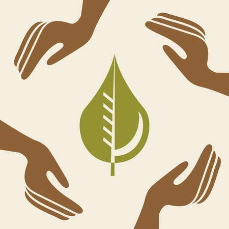ecology and protection icon over beige background, Vector Illustrationのイラスト素材
