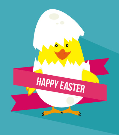 happy easter over blue background vector illustrationのイラスト素材