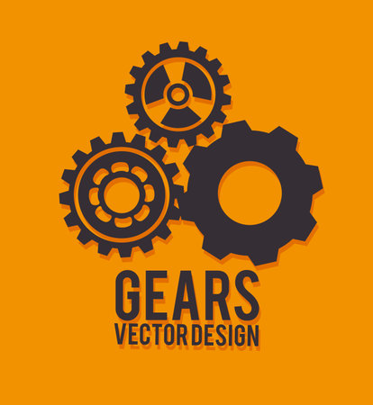 gears design over orange background vector illustrationのイラスト素材