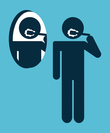 brushing teeths over blue background, vector illustrationのイラスト素材