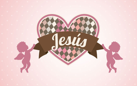 Jesus design over pink background, vector illustrationのイラスト素材
