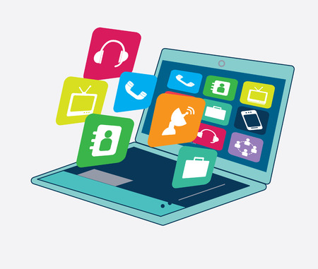 Media design over gray background, vector illustrationのイラスト素材