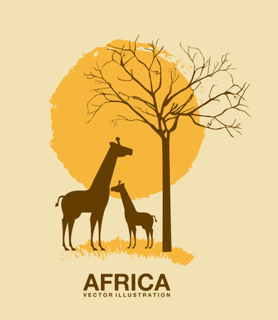 Africa design over beige backgroundのイラスト素材
