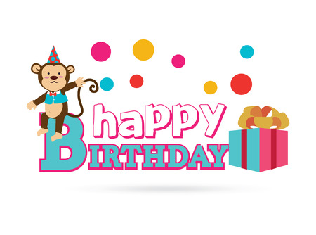 Happy birthday design over white backgroundのイラスト素材