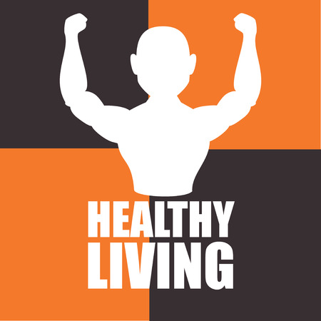 Fitness design over orange and black background, vector illustrationのイラスト素材