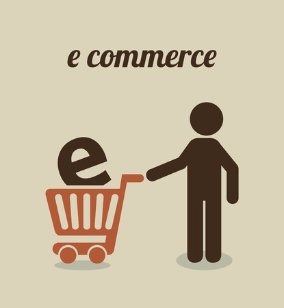 E-commerce design over beige background, vector illustrationのイラスト素材