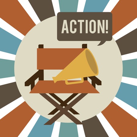 Cinema design over stripes background, vector illustrationのイラスト素材
