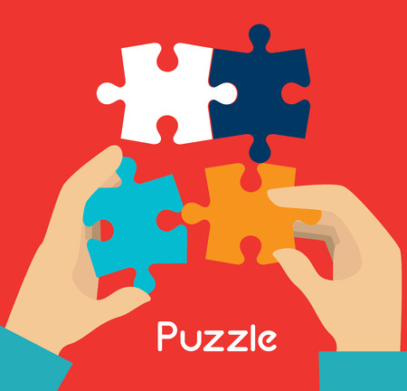 Puzzle design over red background, vector illustrationのイラスト素材