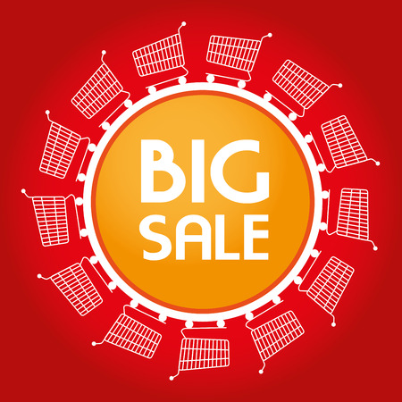 Shopping design over red background, vector illustrationのイラスト素材