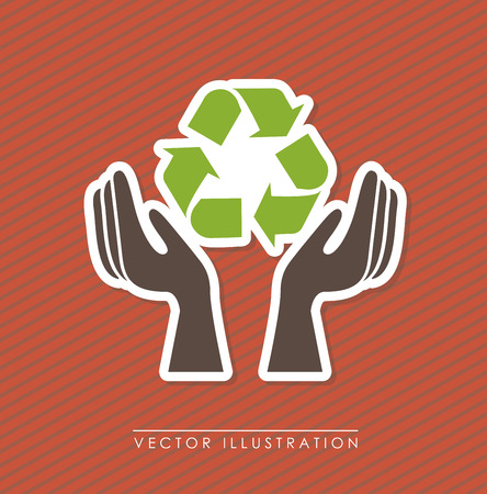 Ecology  design over red background, vector illustrationのイラスト素材