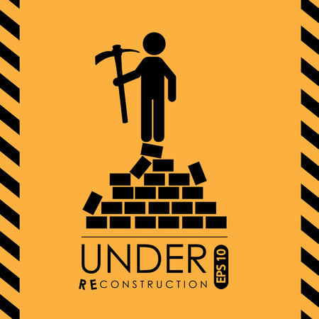 Under construction design over yellow background, vector illustrationのイラスト素材