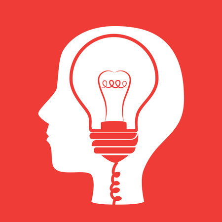 Bulb design over red background, vector illustrationのイラスト素材