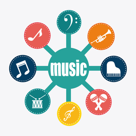Music design over white background, vector illustrationのイラスト素材