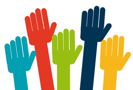 Hands design over white background, vector illustrationのイラスト素材