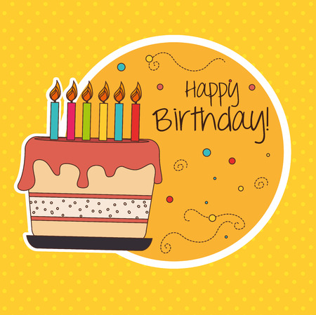 Happy birthday design over yellow background ,vector illustrationのイラスト素材