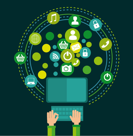 Social media design over blue background, vector illustrationのイラスト素材