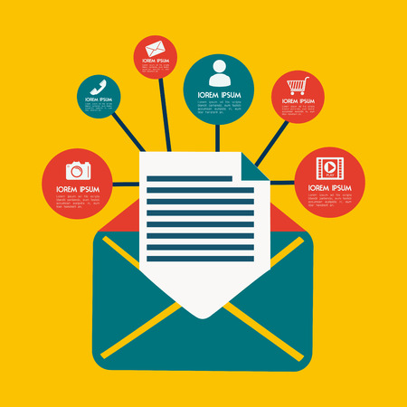 Social media design over yellow background, vector illustrationのイラスト素材