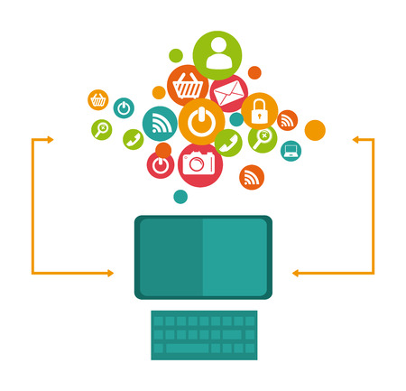 Social media design over  white background, vector illustrationのイラスト素材