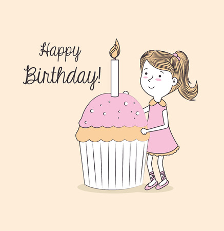 Happy birthday design over beige background ,vector illustrationのイラスト素材
