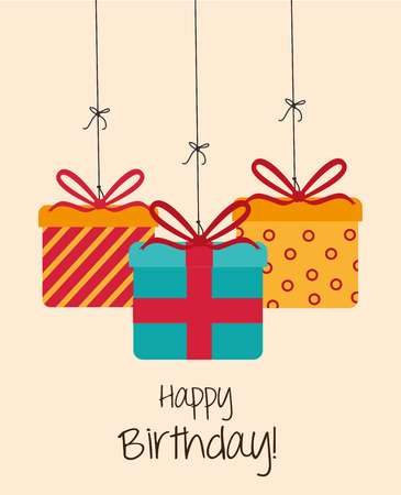 Happy birthday design over beige background ,vector illustrationのイラスト素材