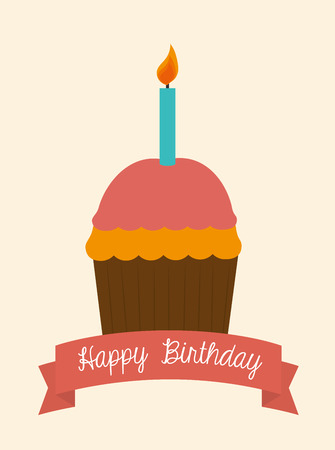 Happy birthday design over beige background ,vector illustrationのイラスト素材