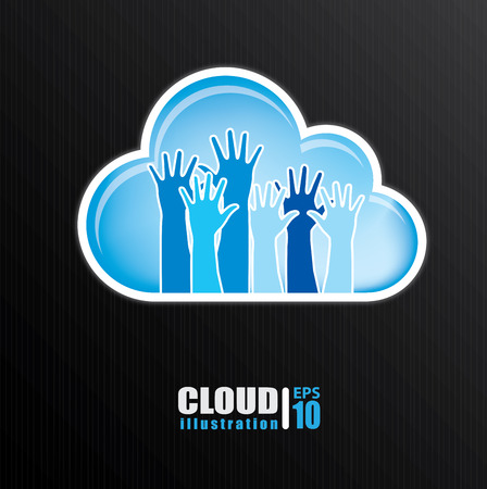 Cloud design over black background, vector illustrationのイラスト素材