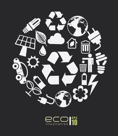 Ecology design over black background, vector illustration,のイラスト素材