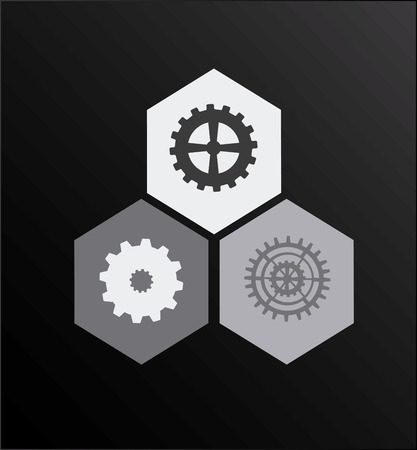 Gears design over black background, vector illustrationのイラスト素材