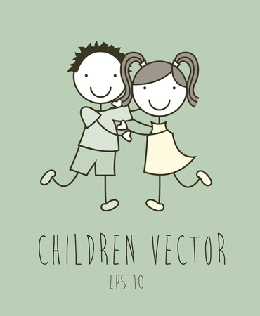 Kids design over green background, vector illustrationのイラスト素材