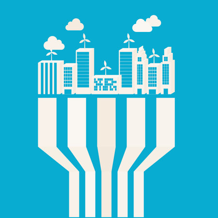 Urban design over blue background, vector illustrationのイラスト素材