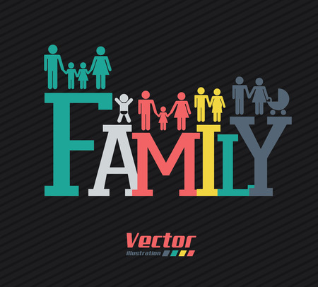 Family design over black background, vector illustrationのイラスト素材