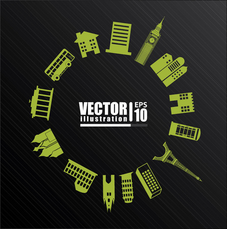 Urban design over black background, vector illustrationのイラスト素材