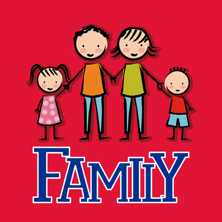 Family design over red background, vector illustrationのイラスト素材