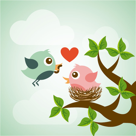 Bird design over landscape background, vector illustrationのイラスト素材