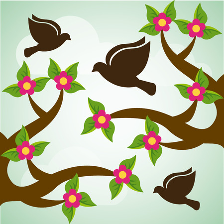 Bird design over green background, vector illustrationのイラスト素材
