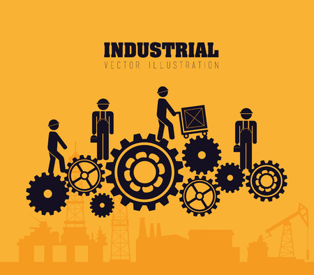 Industry design over orange background,vector illustrationのイラスト素材