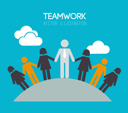 Teamwork design over blue background,vector illustrationのイラスト素材
