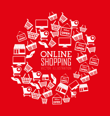 Shopping design over red backgroundのイラスト素材