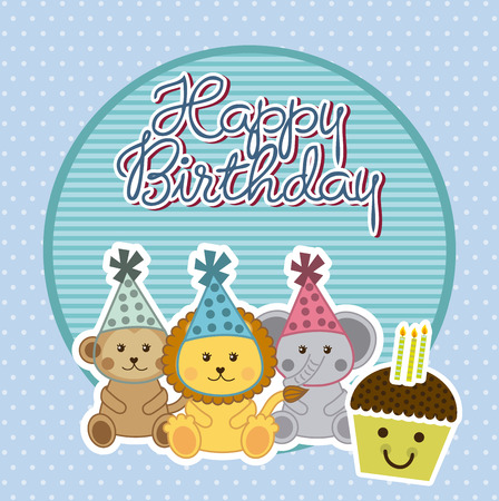 Birthday design over blue background, vector illustrationのイラスト素材