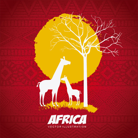 Africa design over red background, vector illustrationのイラスト素材
