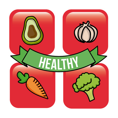 Food design over red background, vector illustrationのイラスト素材