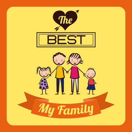 Family design over yellow background, vector illustrationのイラスト素材