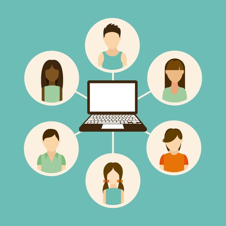 Social network design over green background, vector illustrationのイラスト素材