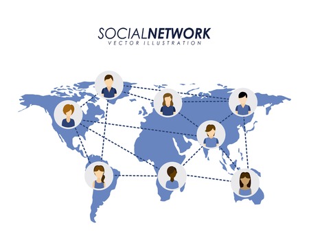 Social network design over white background, vector illustrationのイラスト素材