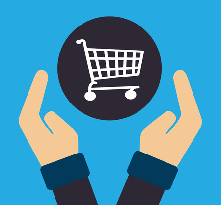Shopping design over blue background, vector illustrationのイラスト素材