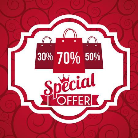 Shopping design over red background, vector illustrationのイラスト素材