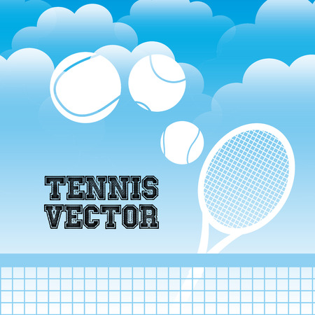 Tennis design over blue background, vector illustrationのイラスト素材
