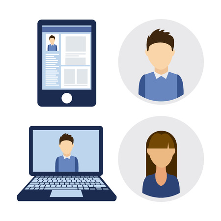 Social network design over white background, illustrationのイラスト素材