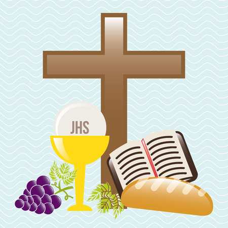 religious design over blue  background illustrationのイラスト素材